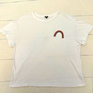 Monrow white tee with rainbow